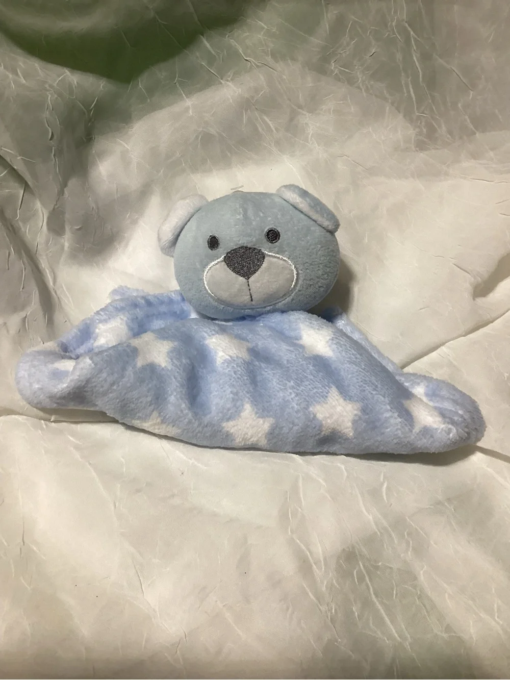Swiggles Teddy Bear Light Blue & White Star Plush Baby Lovey Security Blanket